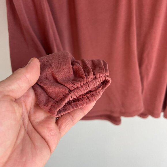 Lucky Brand Women's Long-Sleeve Notched-Neck Top SMALL in Wild Ginger - Picture 5 of 10